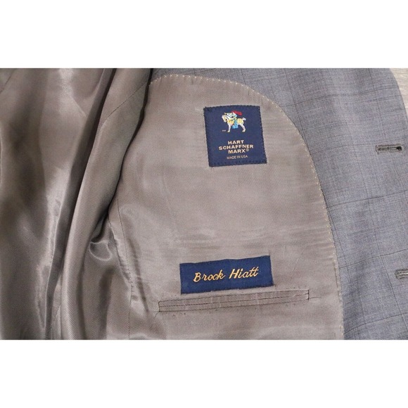 54L Hart Schaffner Marx Gray Wool 2-Piece Suit Trousers Jacket Pants 39 - Picture 10 of 15